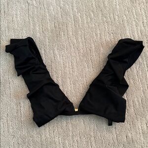 Vix - Black Ruffle V-Neck Bikini Top